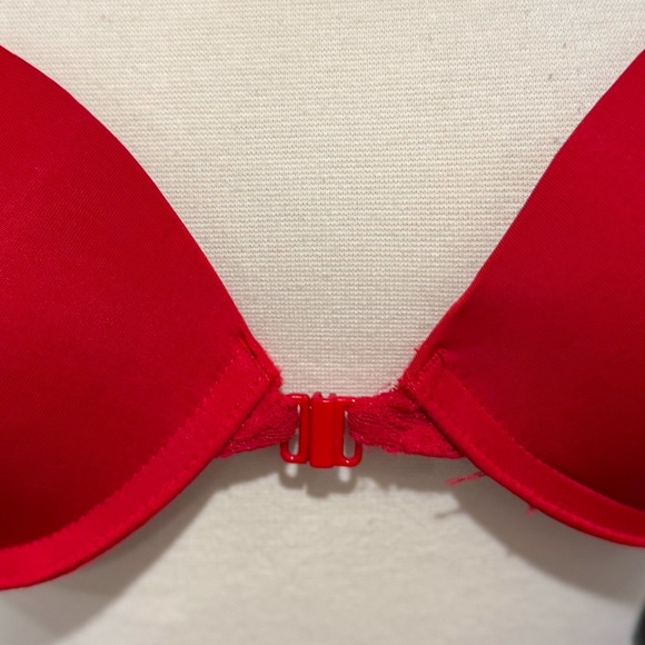 Red Underwire Lace Racerback Push-up Bra - Picture 5 of 8
